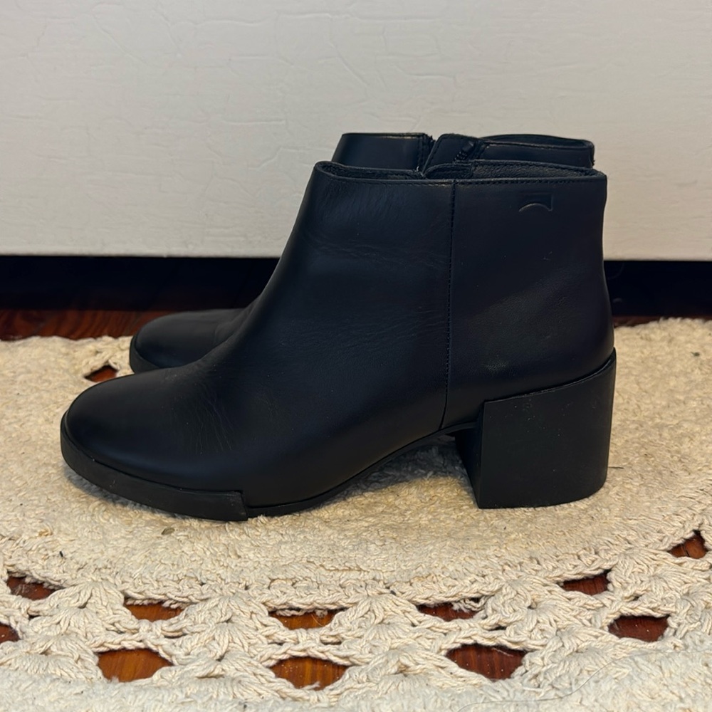 Camper Black Leather Booties Size 8